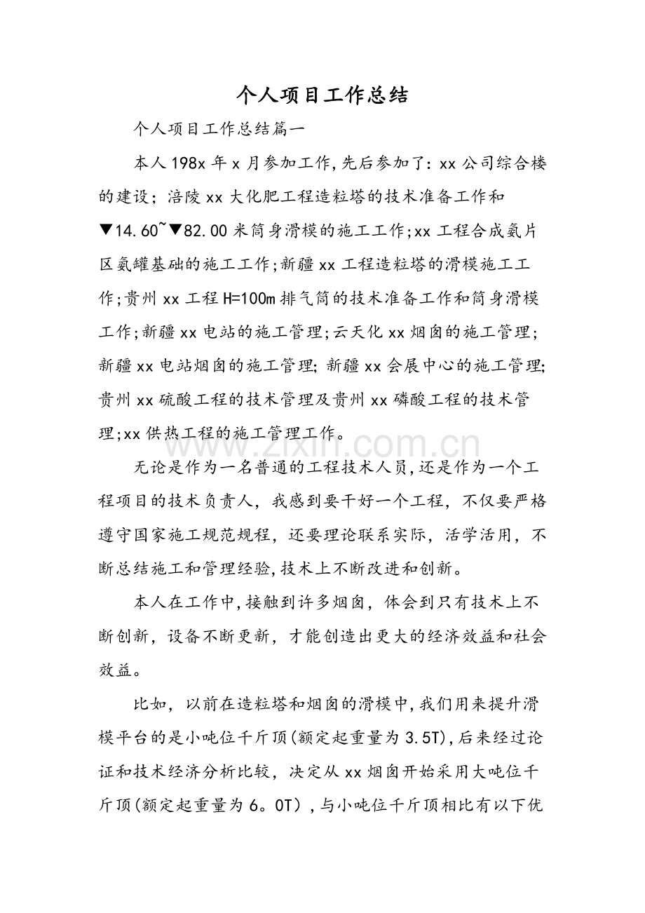 个人项目工作总结-范文.doc_第1页