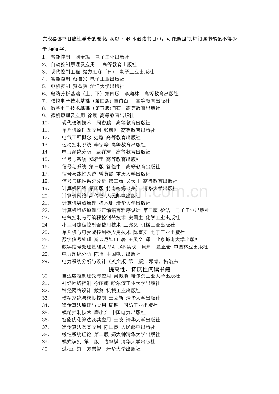 电气工程及其自动化专业必读书目.doc_第1页