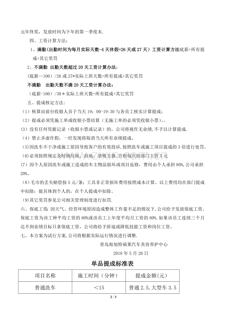 特福莱工资提成、绩效方案(洗车组).doc_第2页