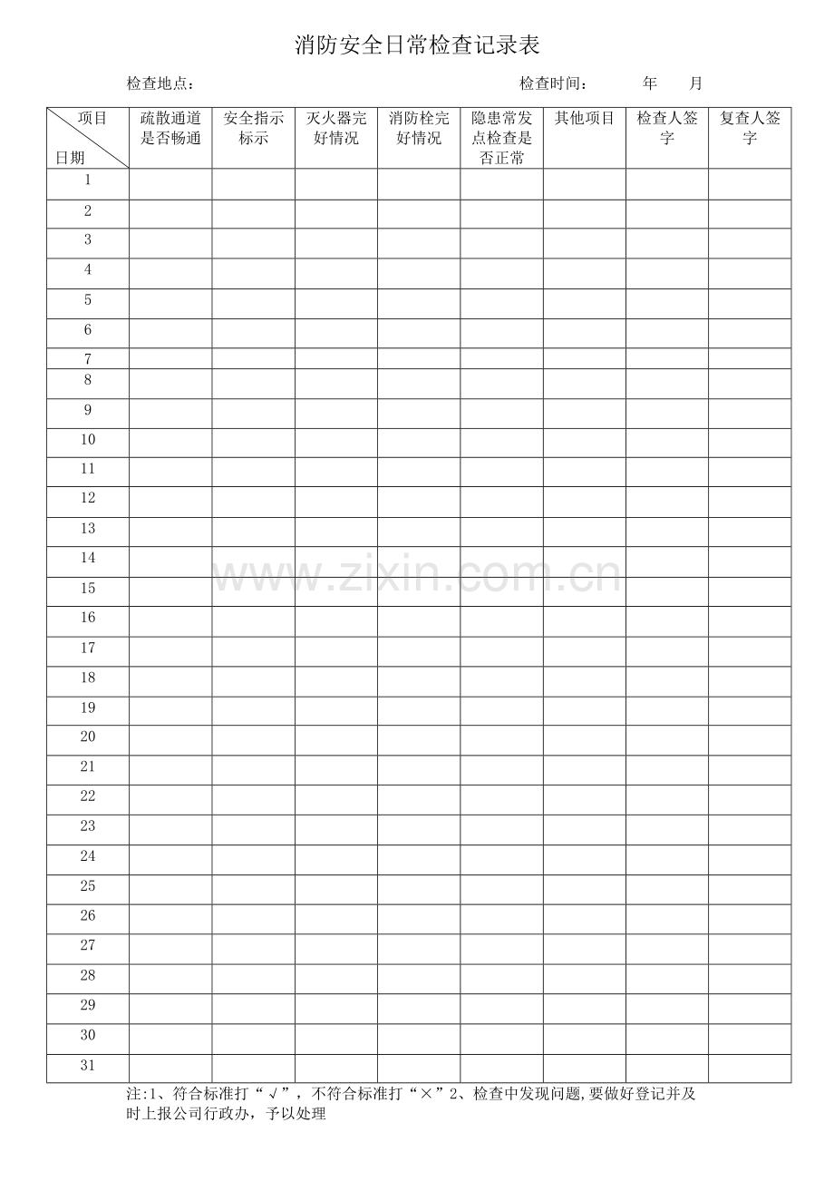 消防安全日常检查表.docx_第1页