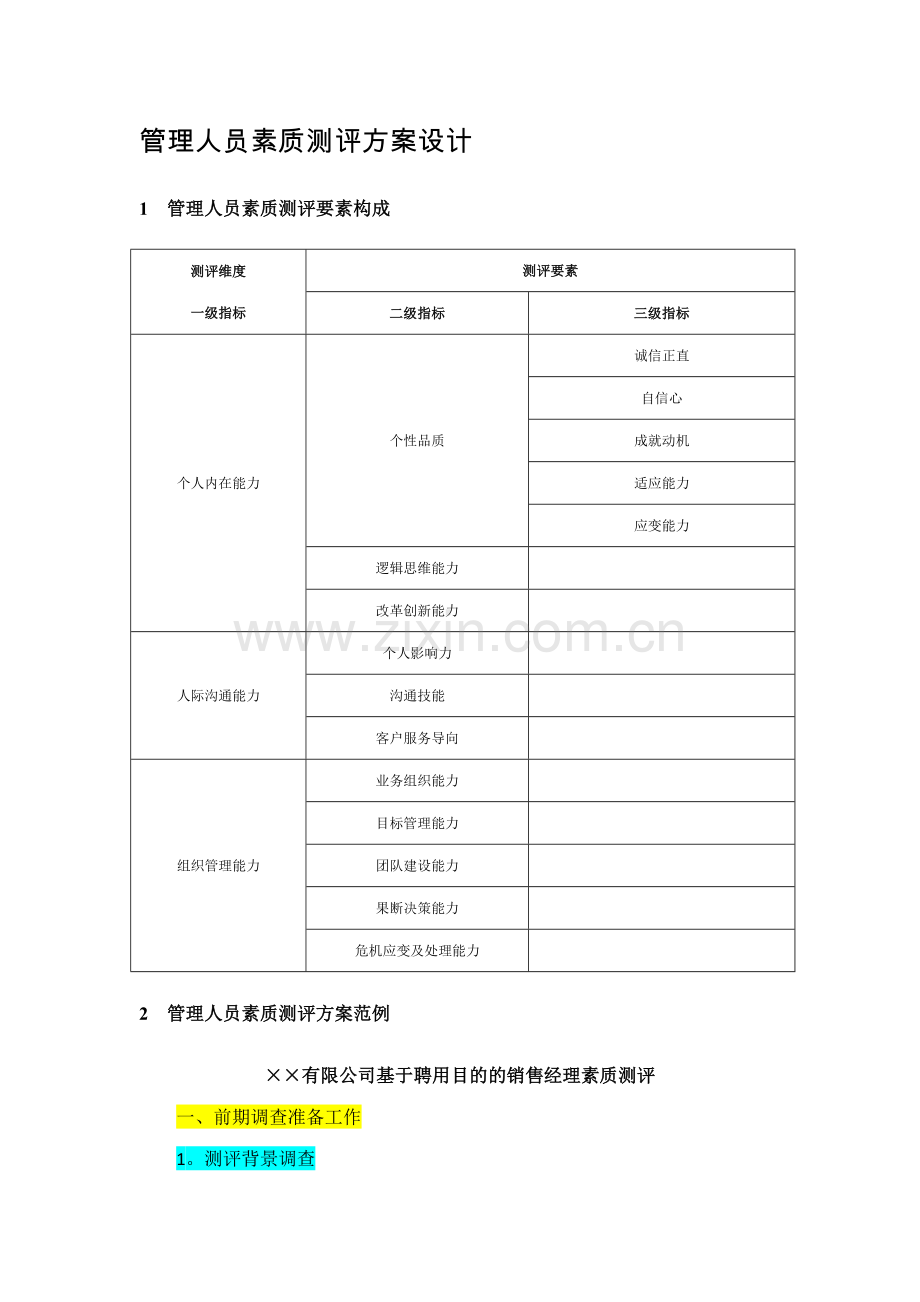 管理人员素质测评方案设计.doc_第1页