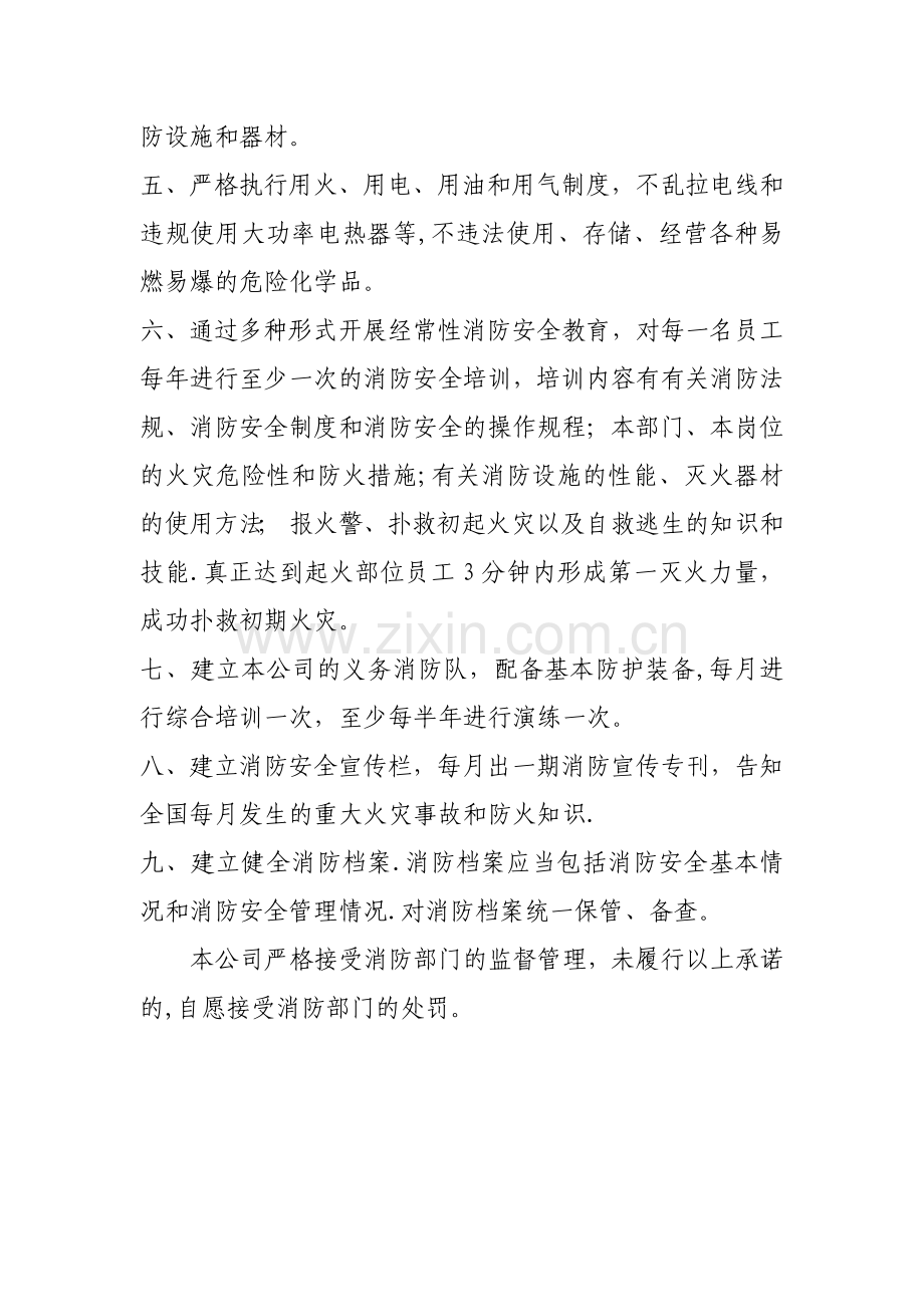 消防安全承诺书(公司、企业、工厂).doc_第2页