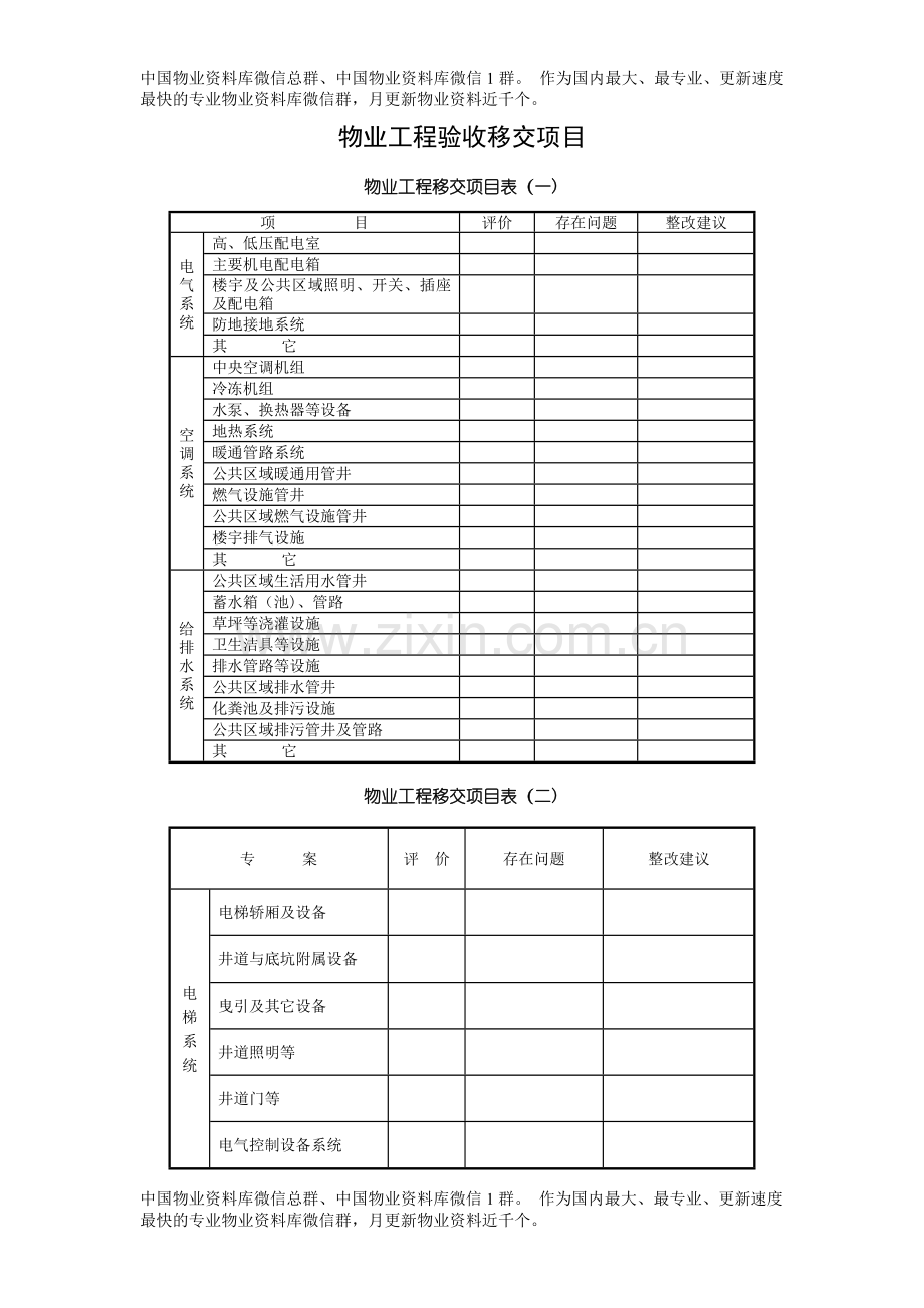 物业工程验收移交表格.doc_第1页