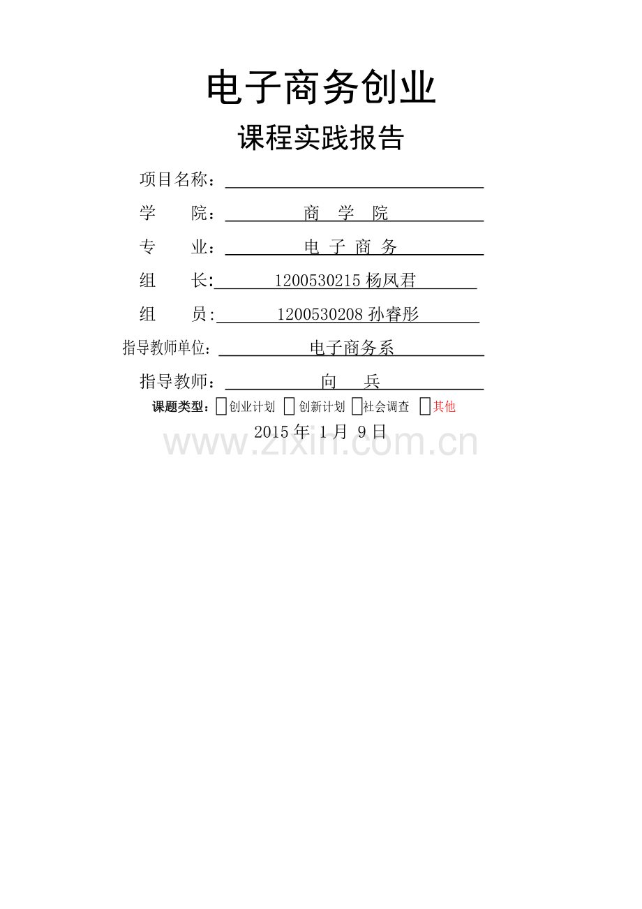 电子商务创业-实践报告.doc_第1页