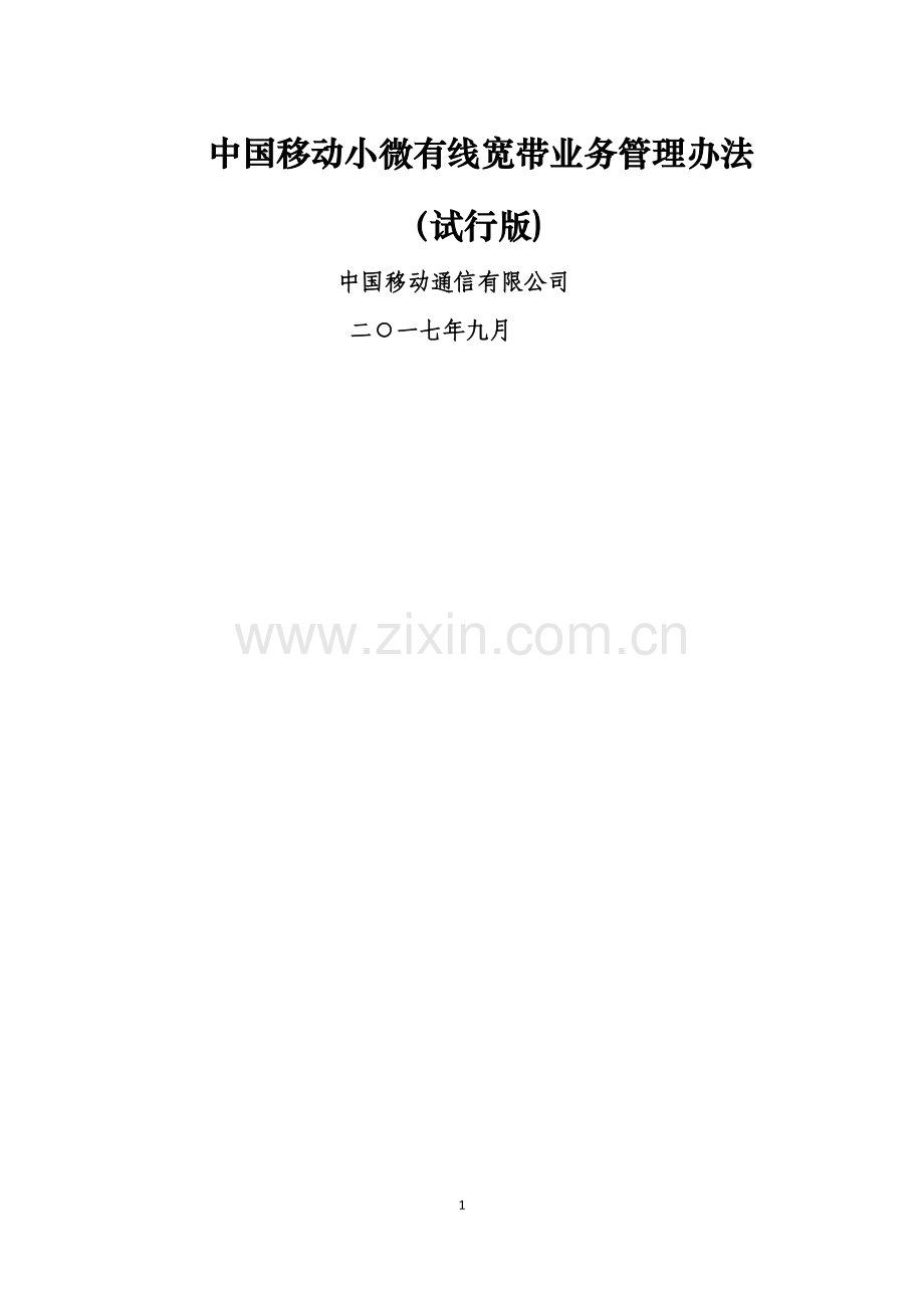 移动小微有线宽带业务管理办法.docx_第1页