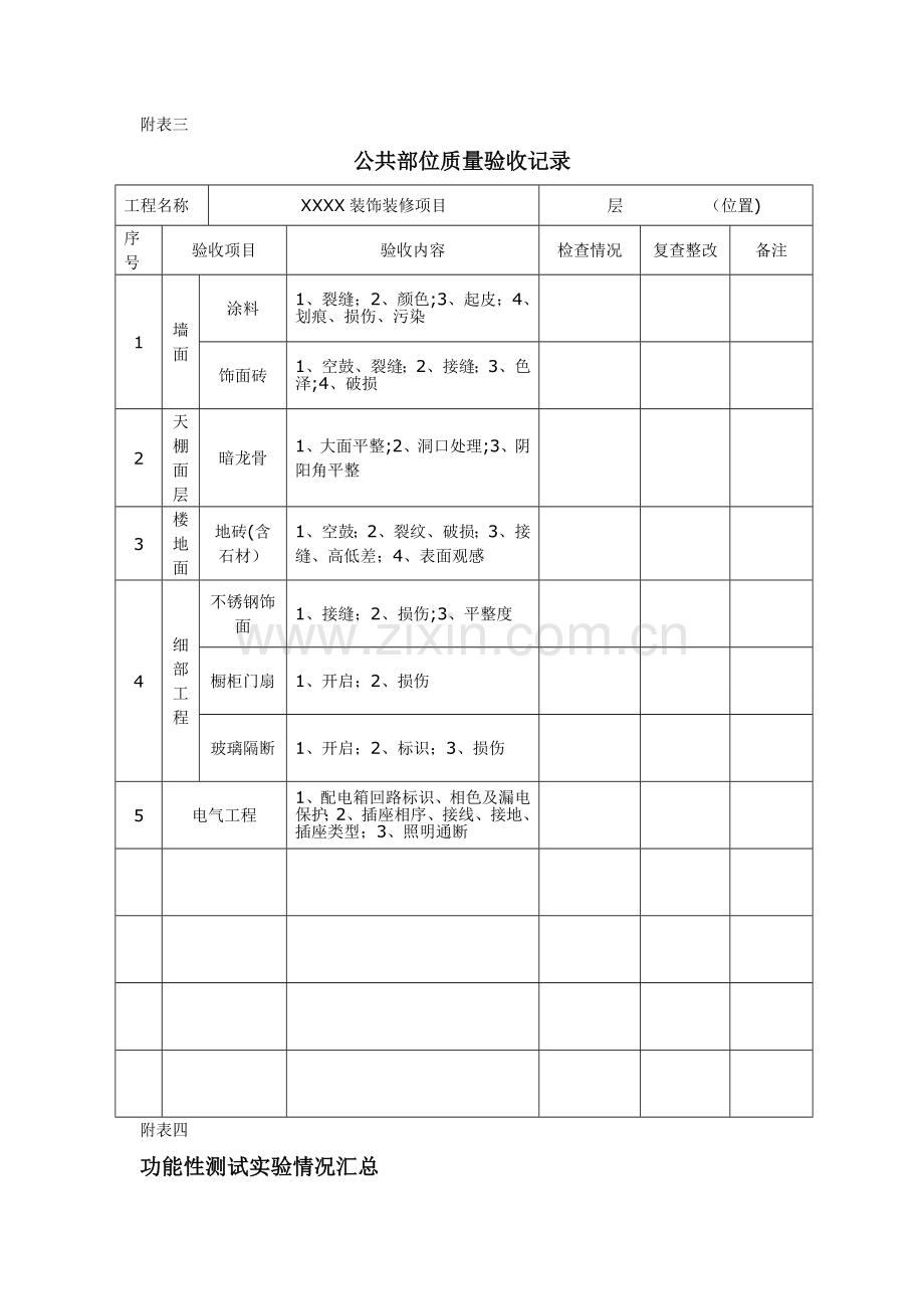 家装精装修室内质量验收表格.doc_第2页
