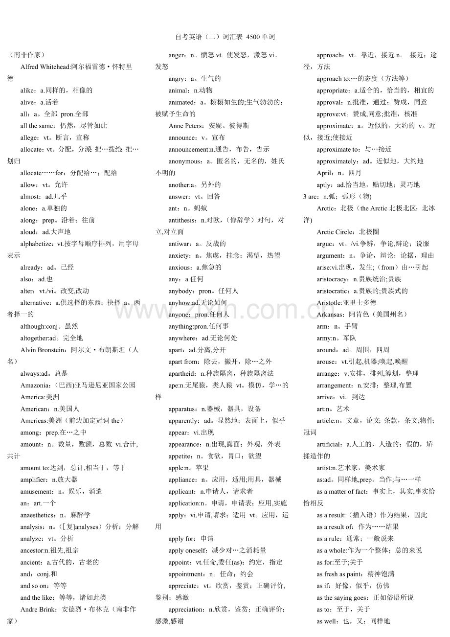 自考英语二词汇表-4500单词.doc_第2页