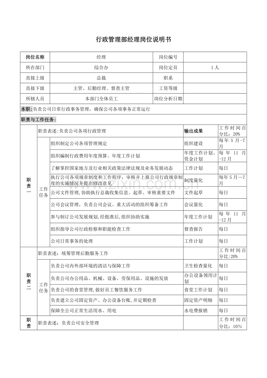 行政经理岗位说明书(新.docx_第1页