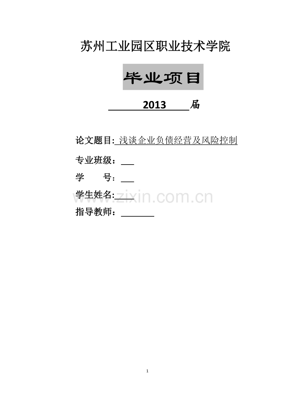 浅谈企业负债经营及风险控制(论文)-(1).doc_第1页