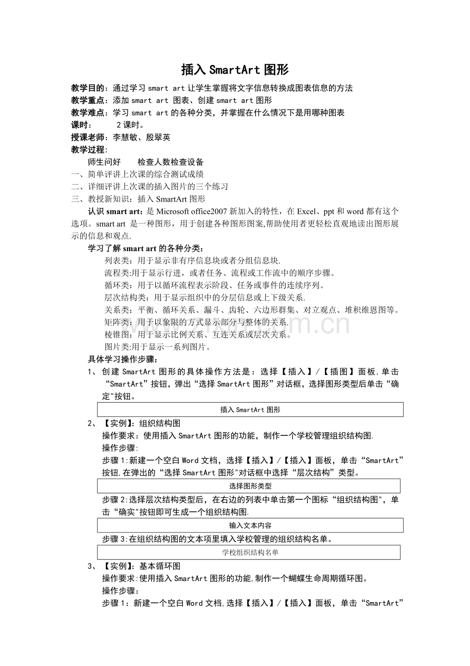 插入SmartArt图形教案.doc_第1页