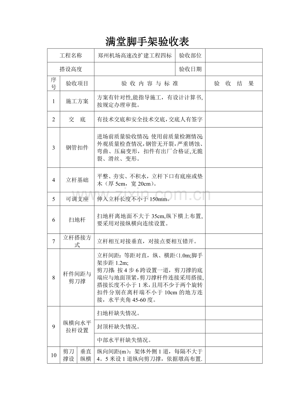 满堂脚手架验收表格.doc_第1页