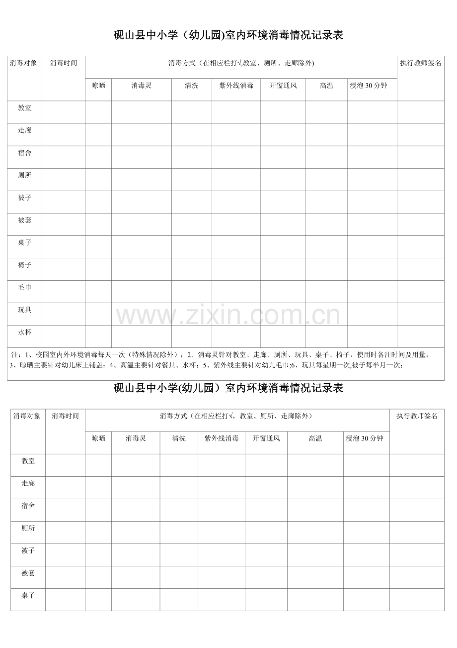 室内环境消毒记录表.doc_第1页