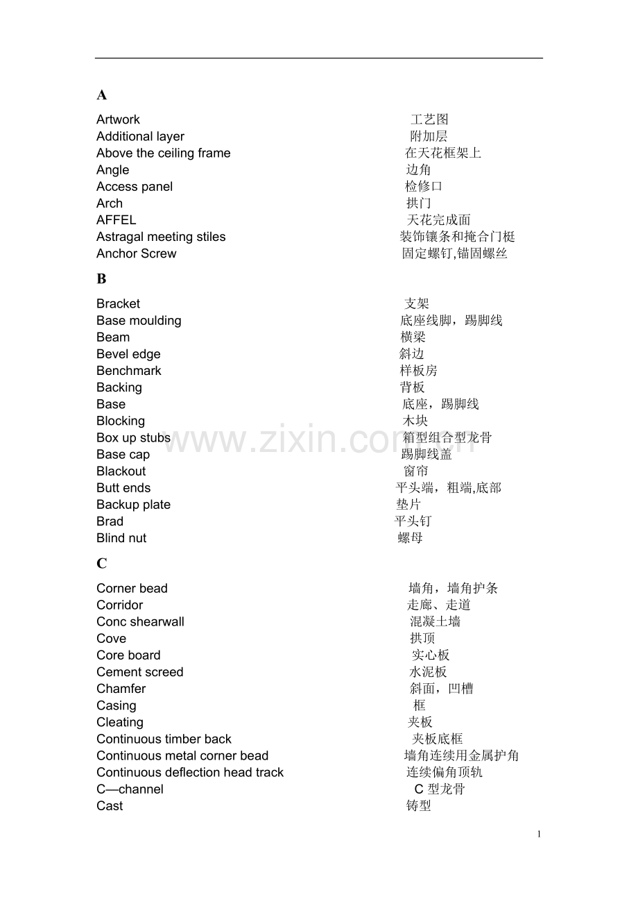 装饰工程英语单词汇总.doc_第1页