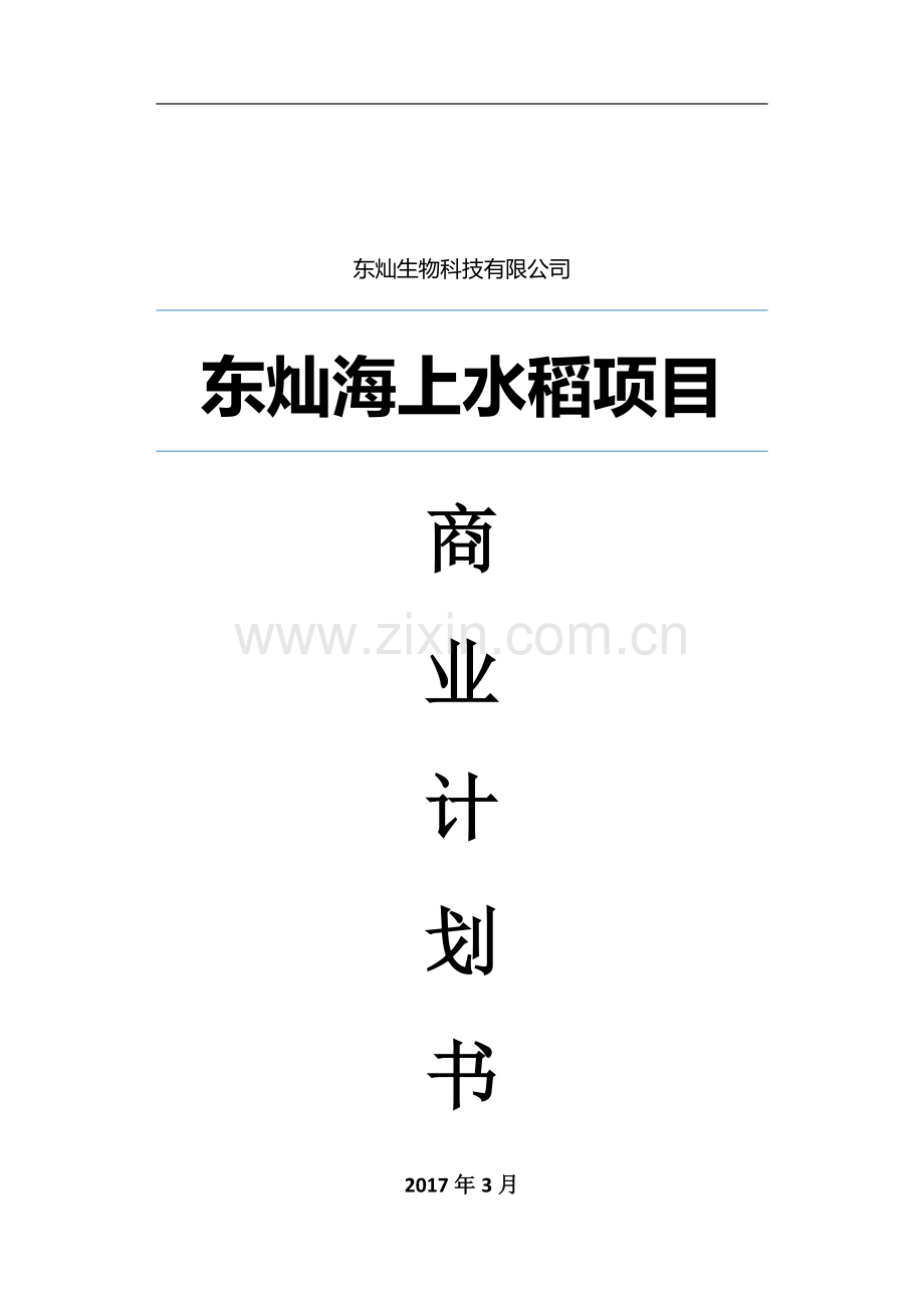 东灿海上水稻项目商业计划书.docx_第1页