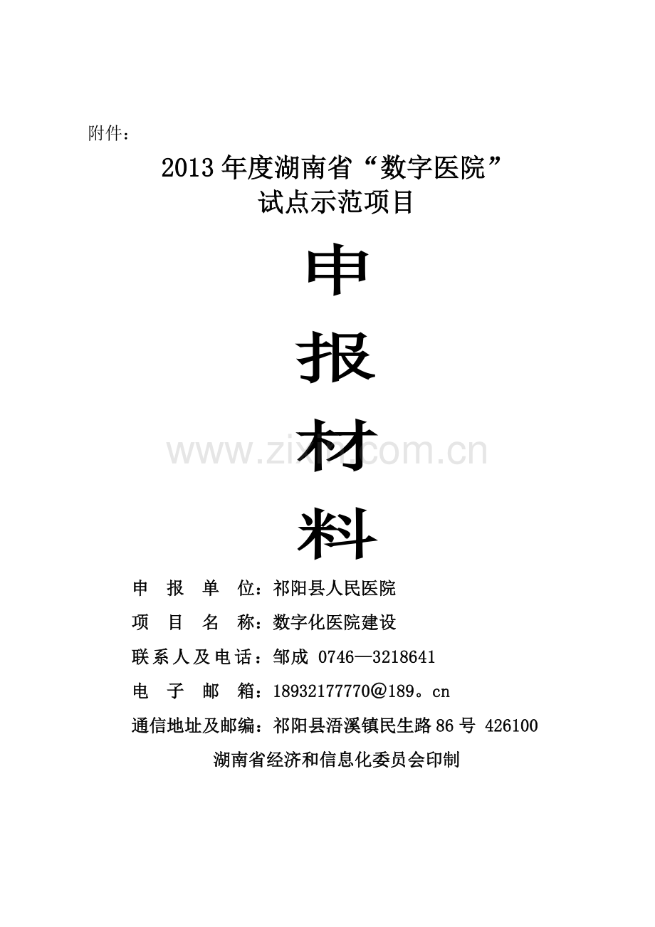 湖南省“数字医院”试点示范申报材料(0512).doc_第1页