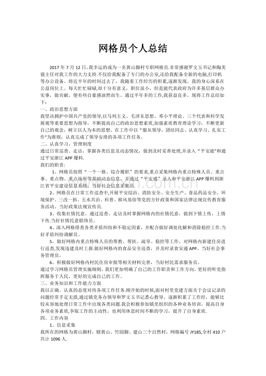 村网格员个人总结.doc_第1页