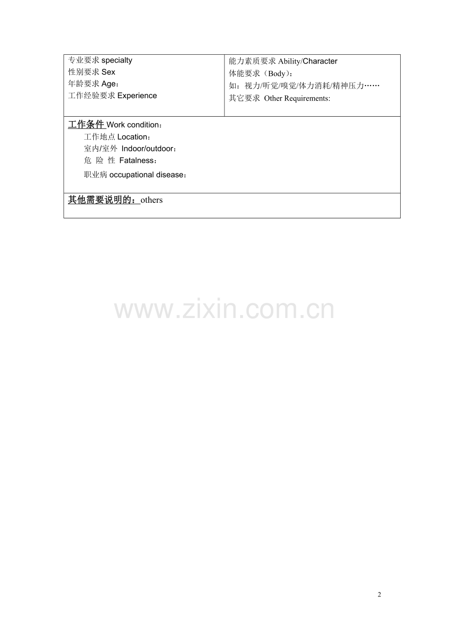 职位说明书模板(中英文双语版).doc_第2页