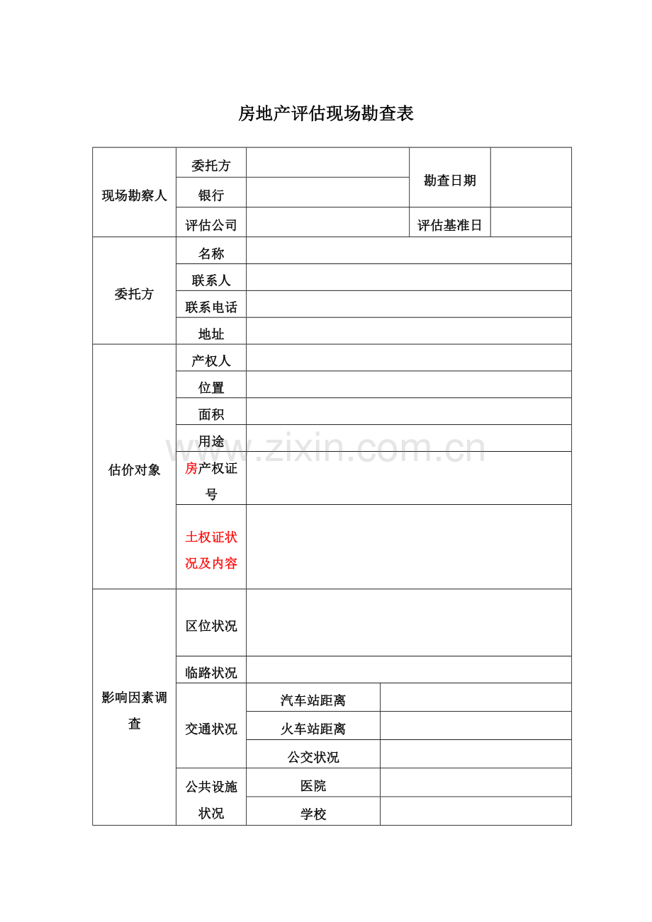 房产评估现场勘查表.doc_第1页
