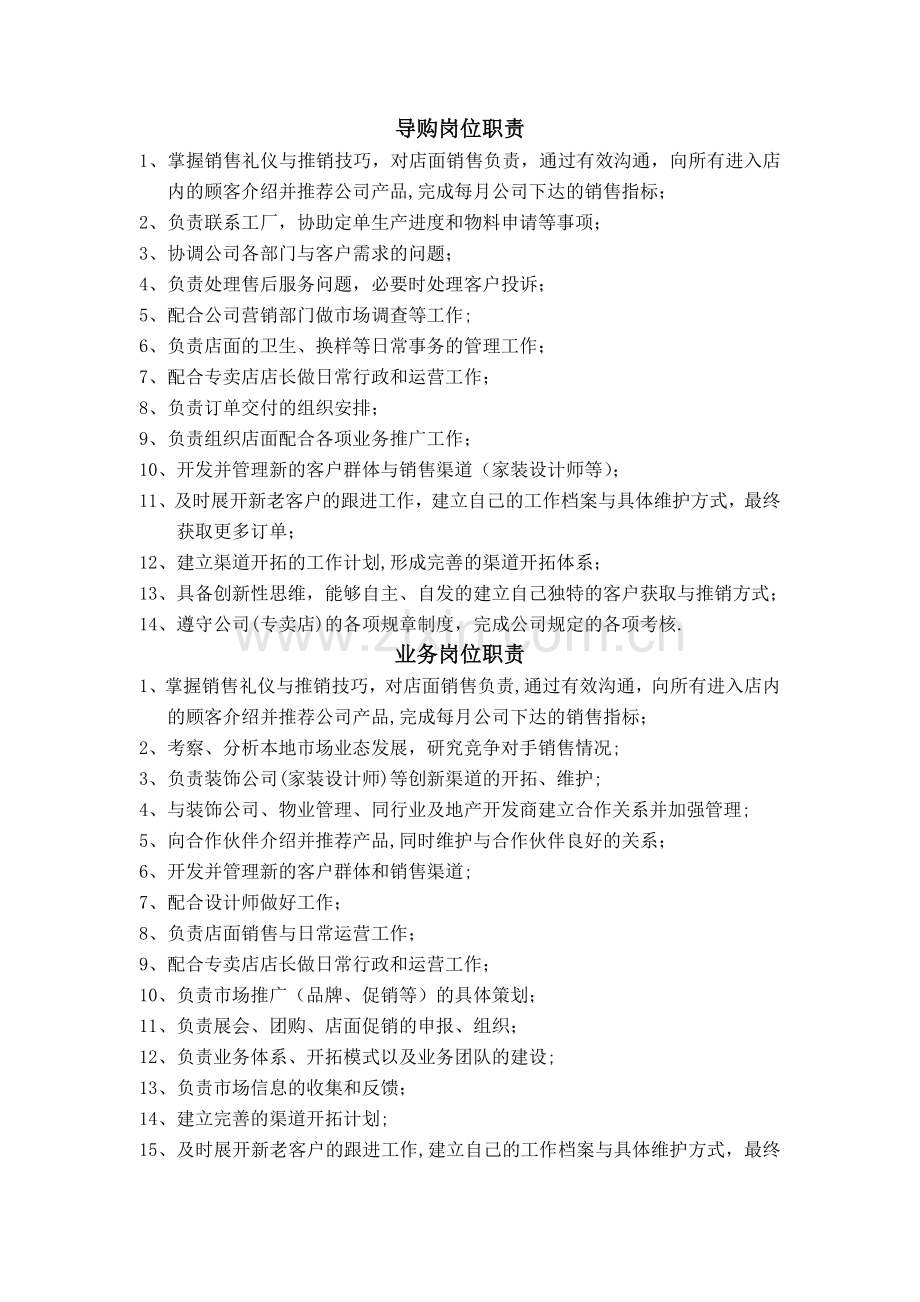 自营店员工岗位职责书.doc_第1页