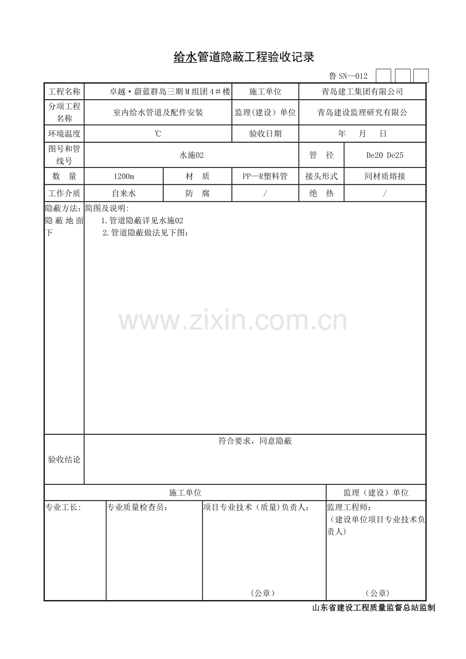 给水管道隐蔽工程验收记录.doc_第2页