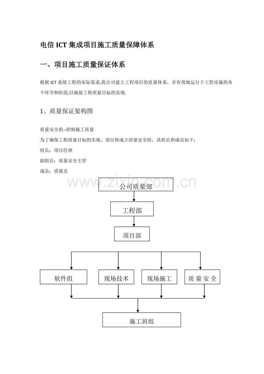 电信ICT系统集成项目施工质量保障体系.doc_第1页