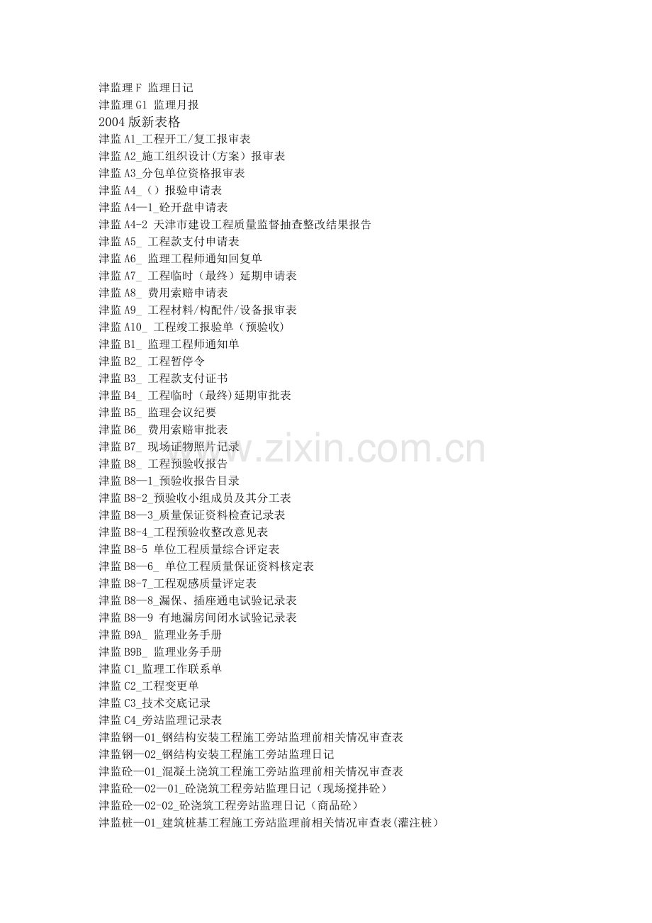天津市建筑工程专用表格名称.doc_第2页
