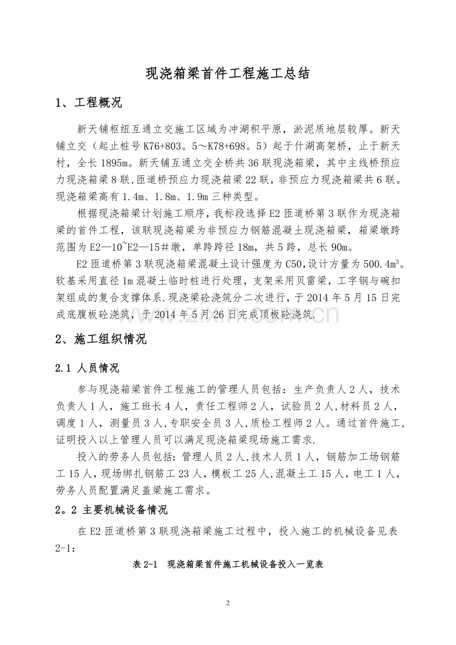 现浇箱梁首件施工总结.doc_第2页