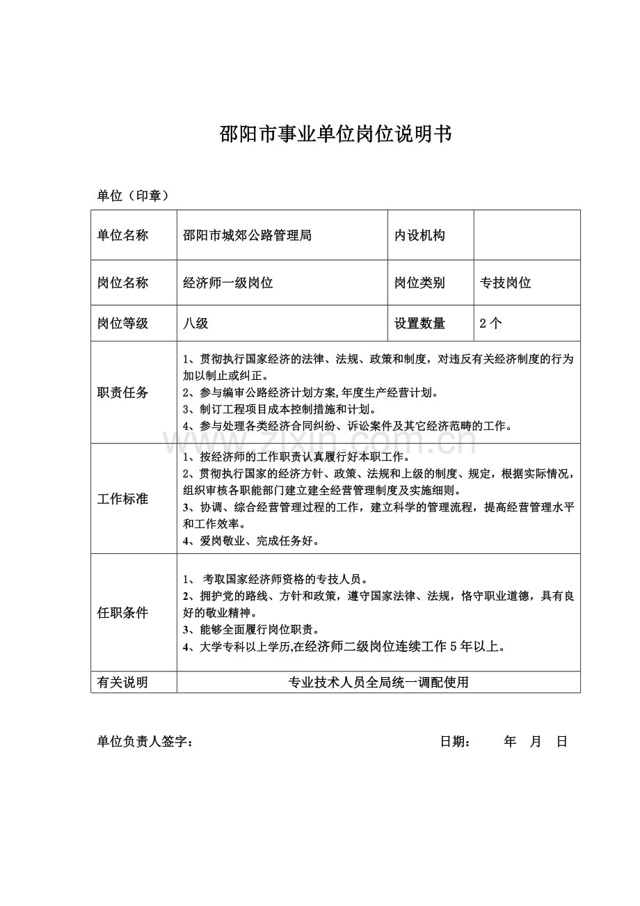 补岗位说明书.doc_第1页