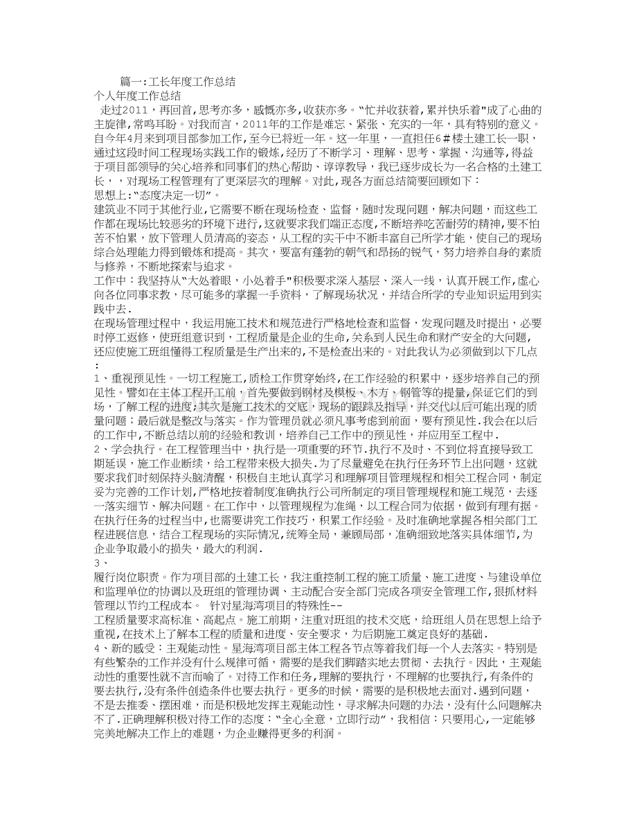 工长年度工作总结.doc_第1页