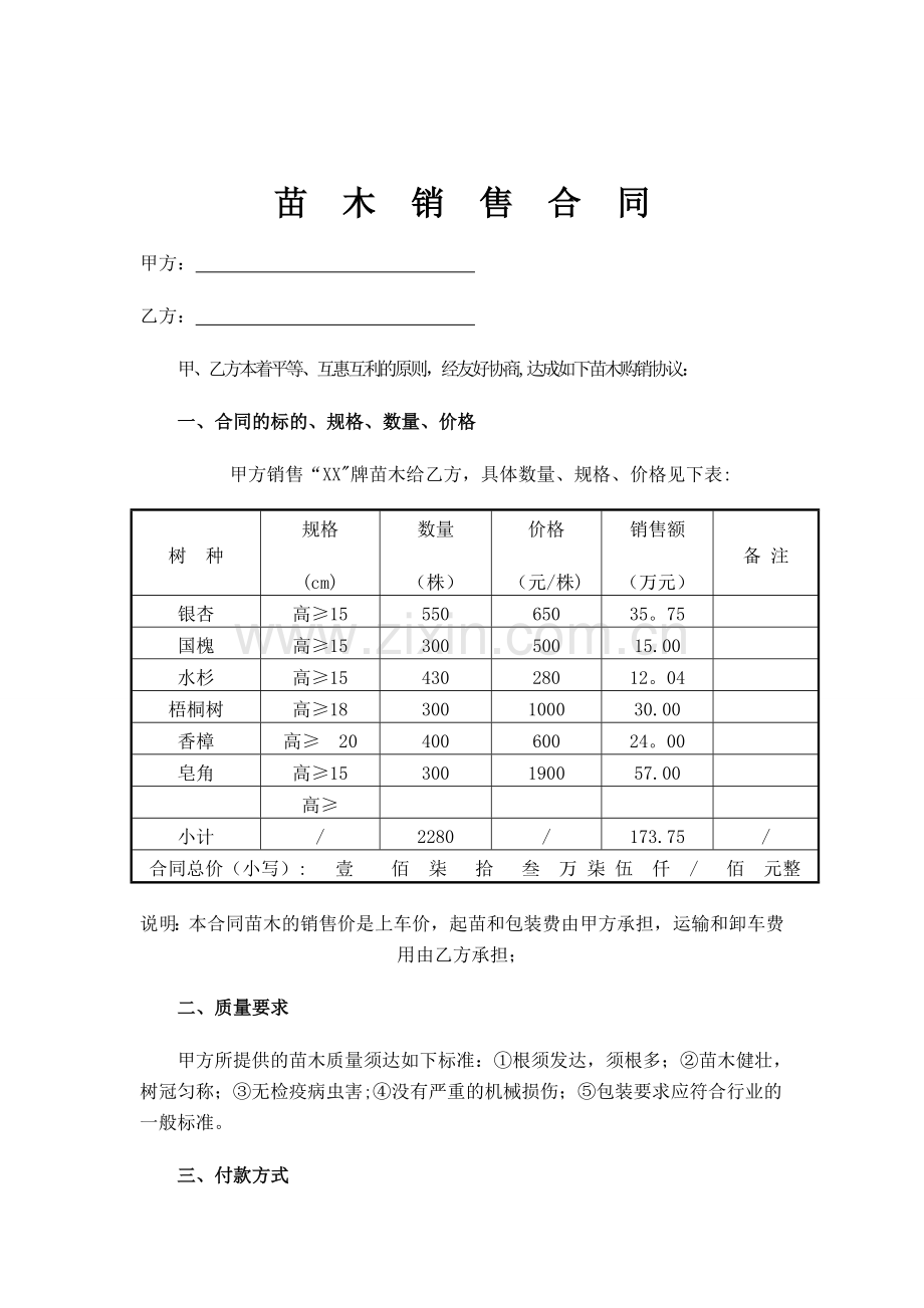 苗木销售合同范本.doc_第1页