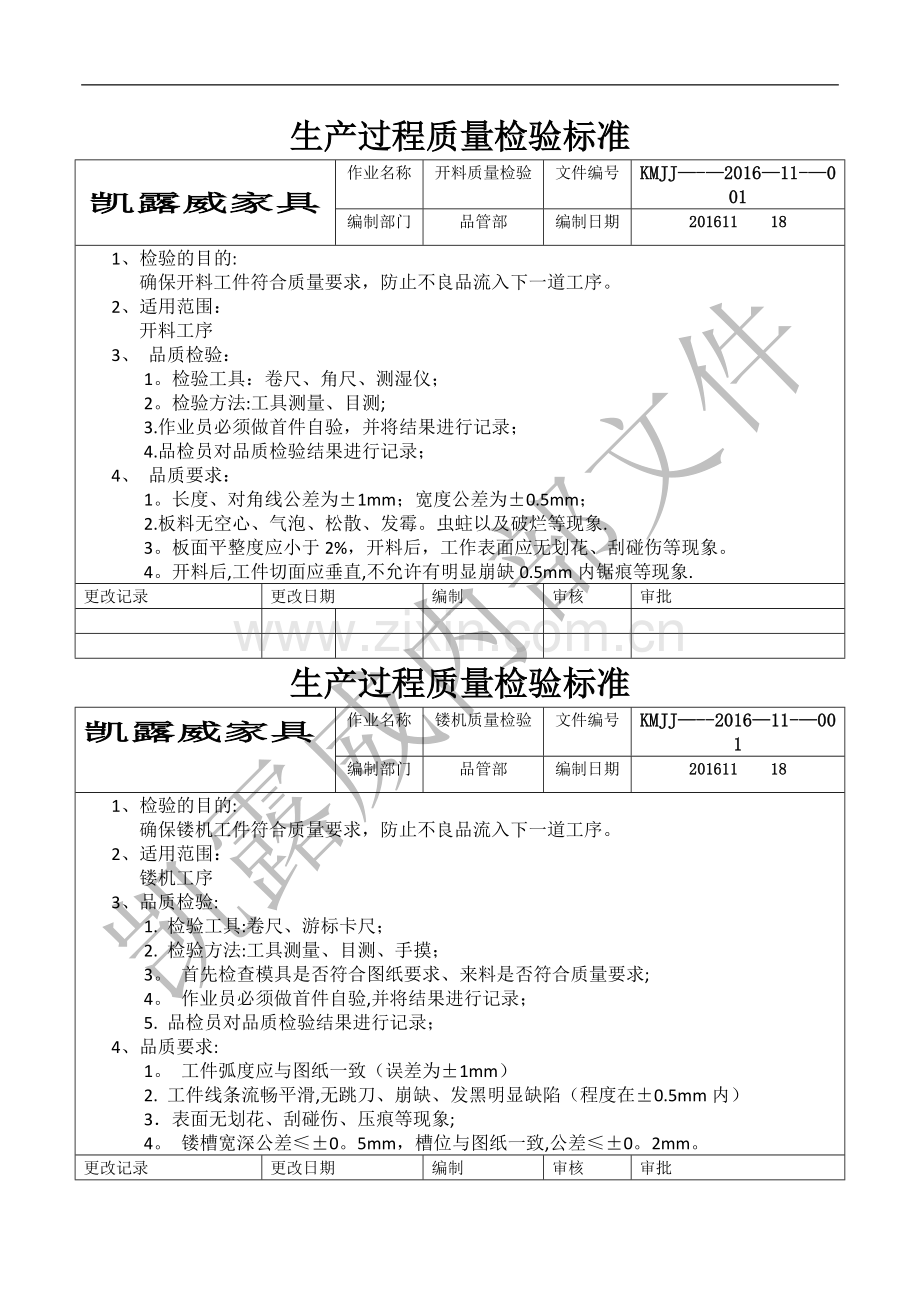 家具生产过程质量检验标准.doc_第1页