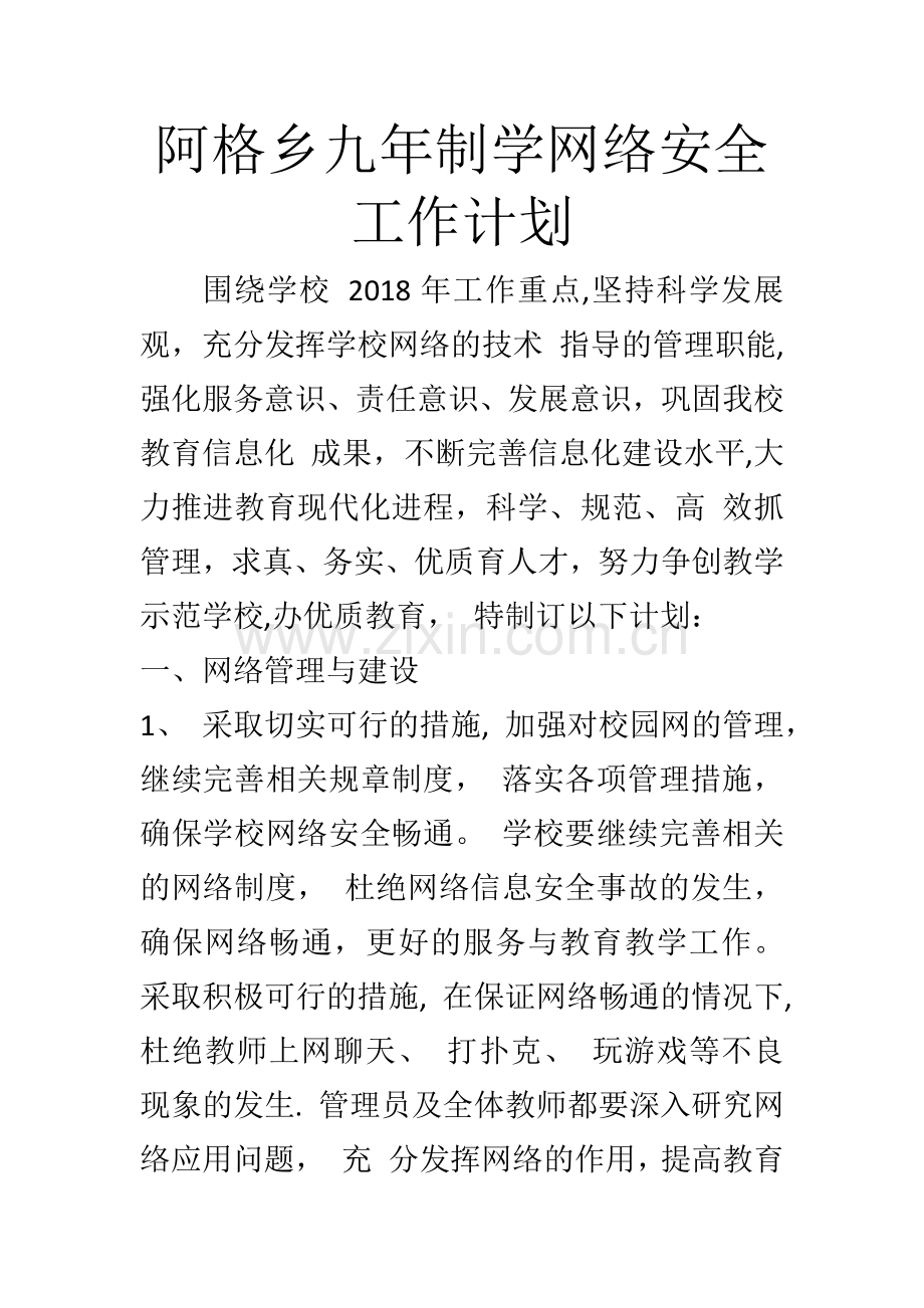 网络安全工作计划.doc_第1页