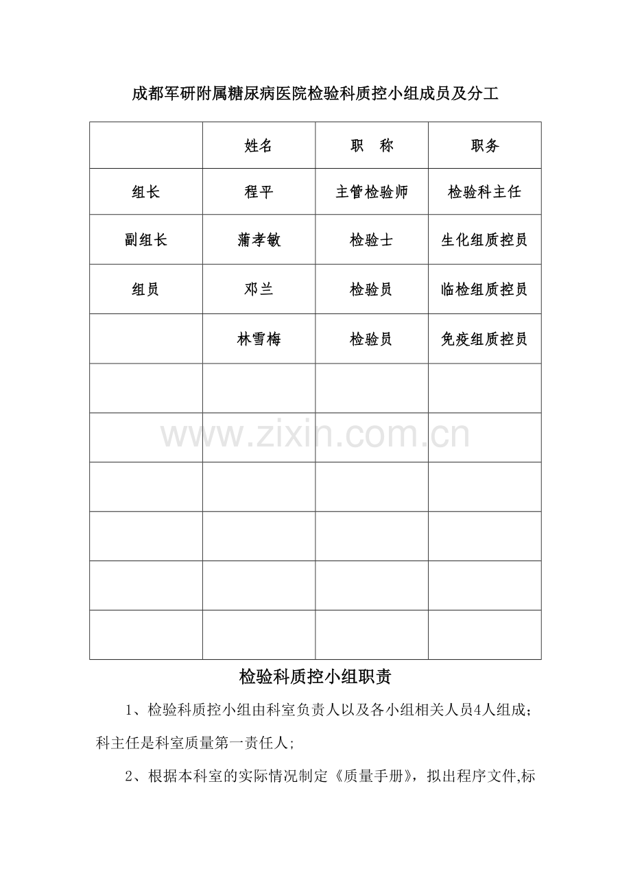 检验科质量管理小组、职责、制度.doc_第1页