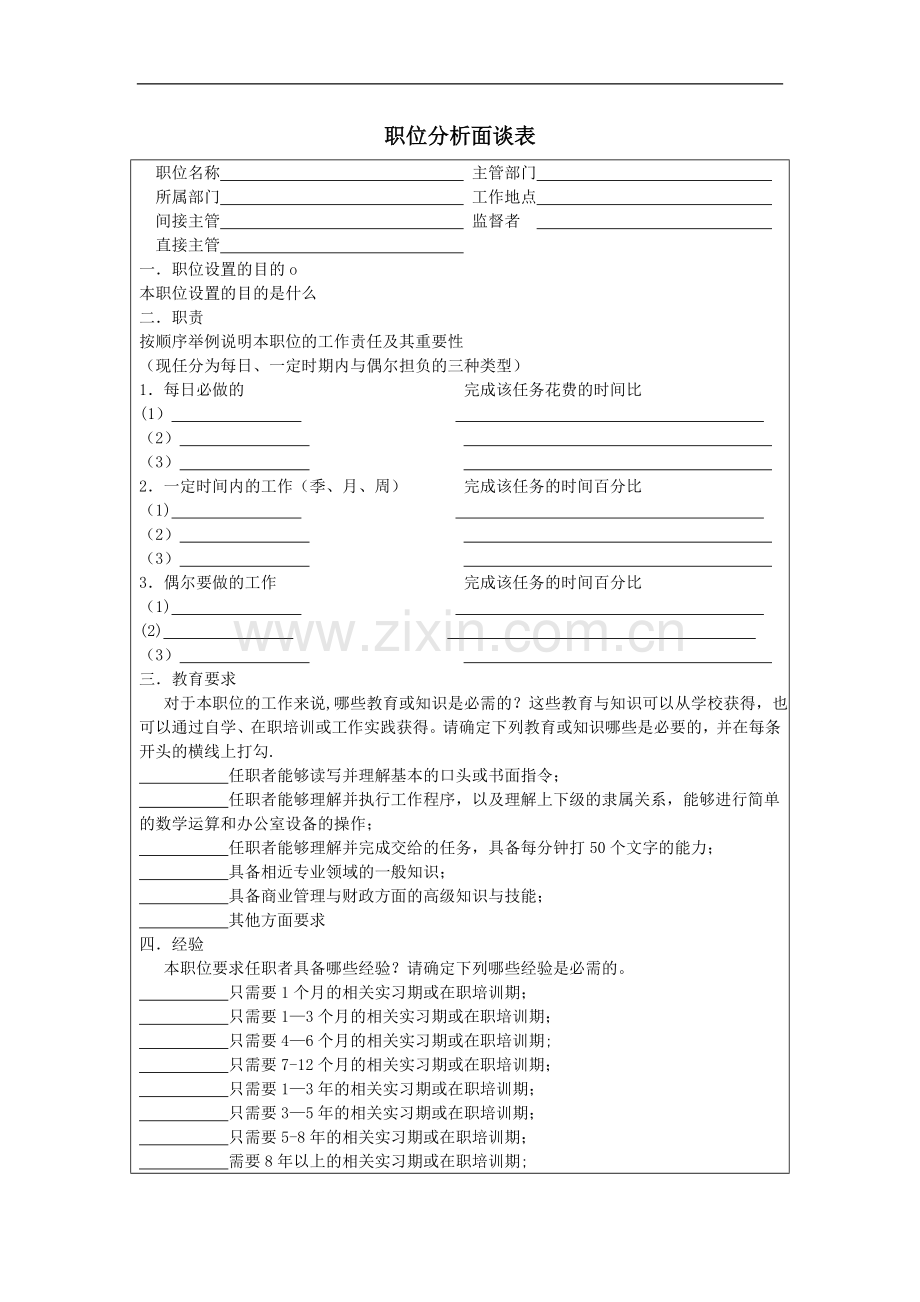 职位分析面谈表.doc_第1页