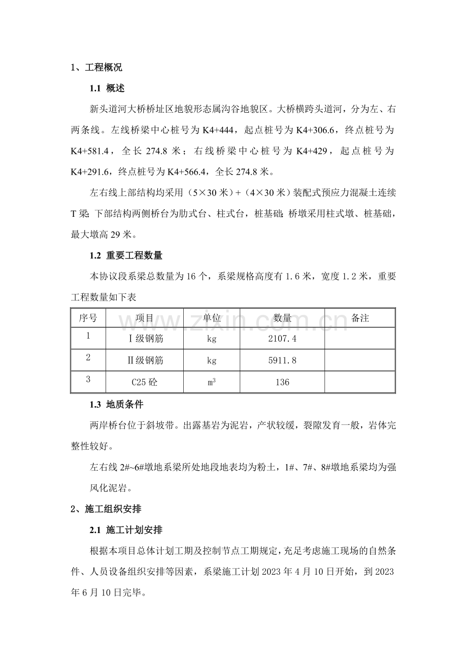 新头道河大桥系梁施工方案.doc_第1页