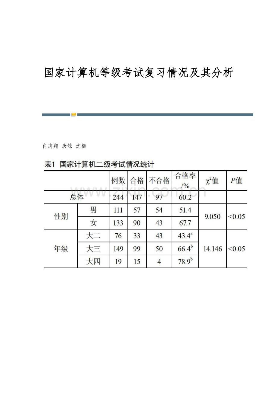 国家计算机等级考试复习情况及其分析.docx_第1页