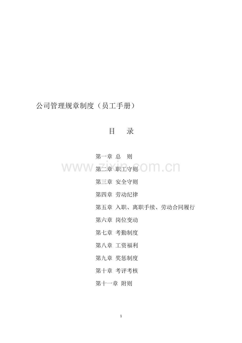 公司管理规章制度(员工手册).doc_第1页