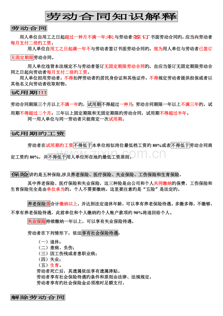 打工须知的劳动权益法浓缩简洁版.doc_第1页