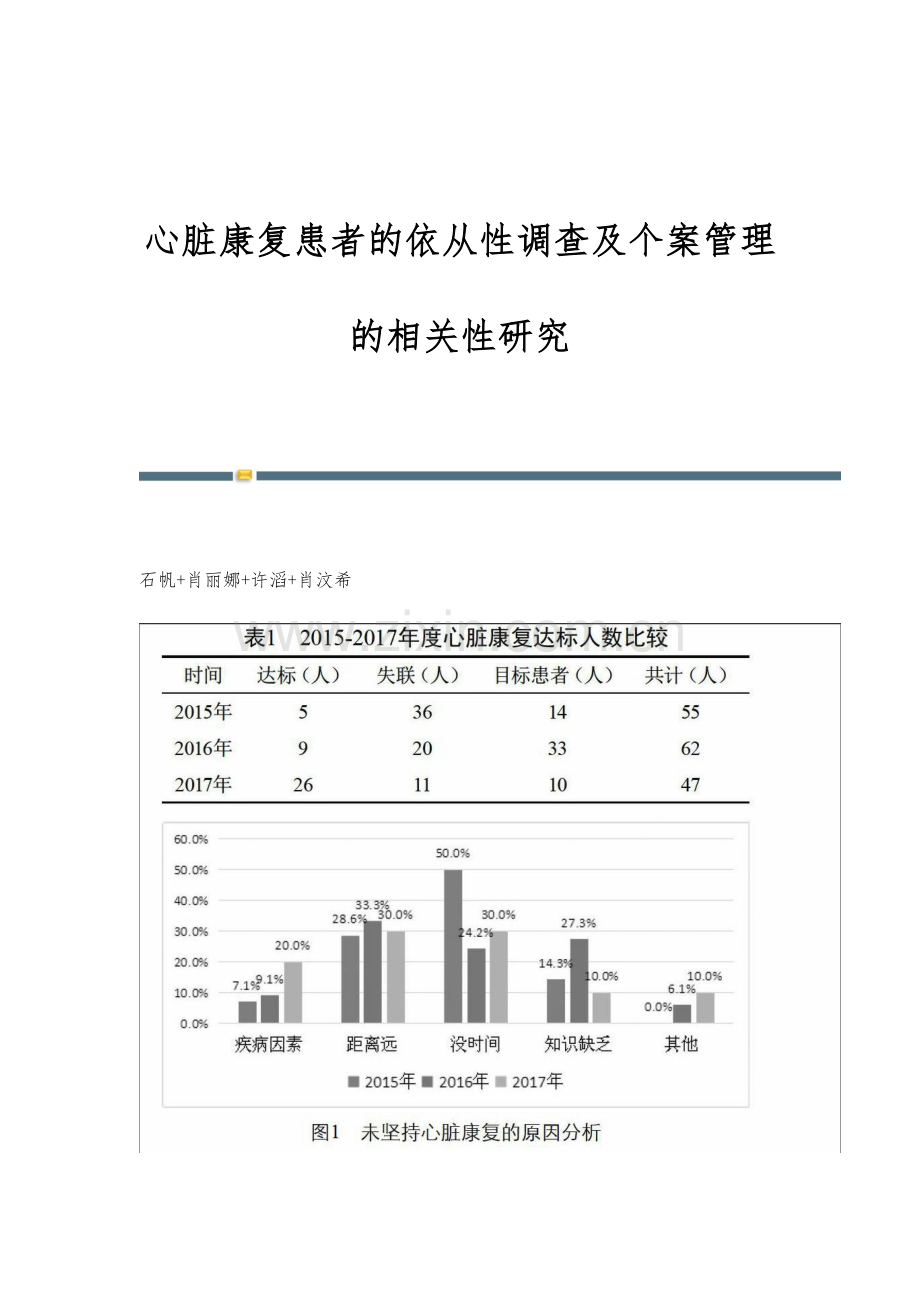 心脏康复患者的依从性调查及个案管理的相关性研究.docx_第1页