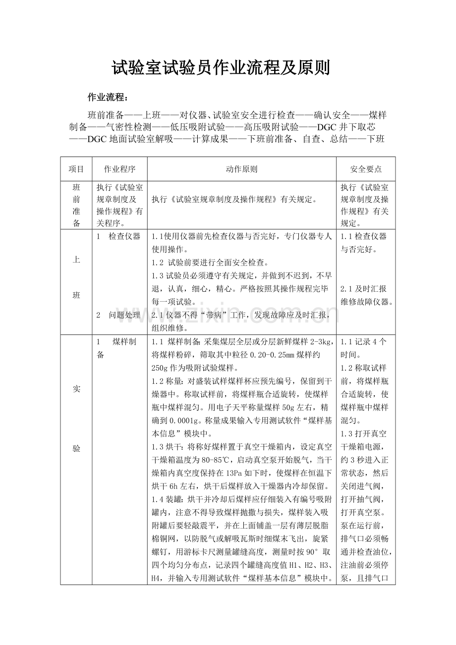 实验室实验员作业流程及标准.doc_第1页