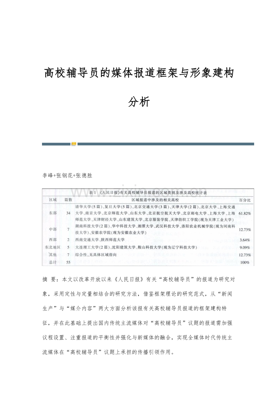 高校辅导员的媒体报道框架与形象建构分析.docx_第1页
