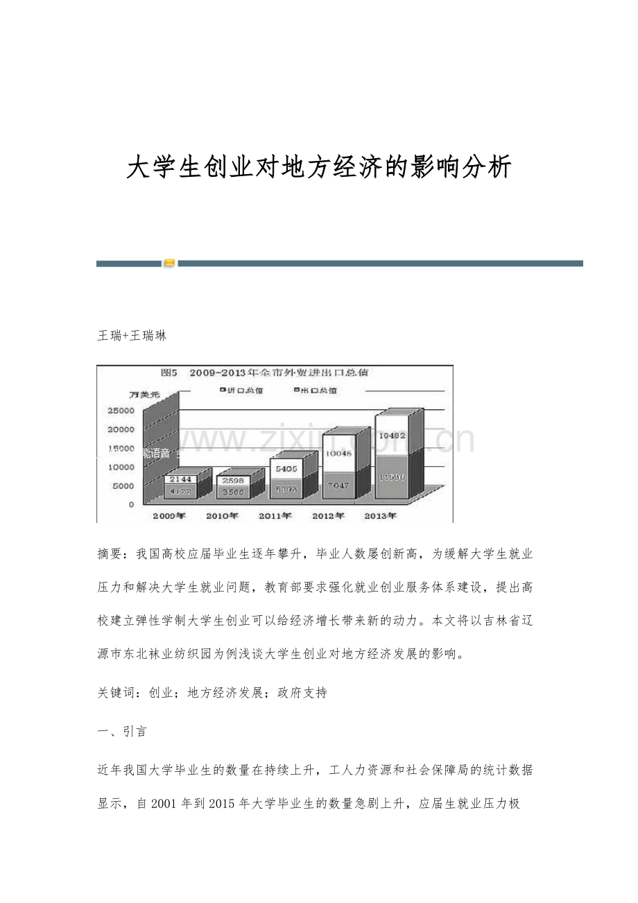 大学生创业对地方经济的影响分析.docx_第1页