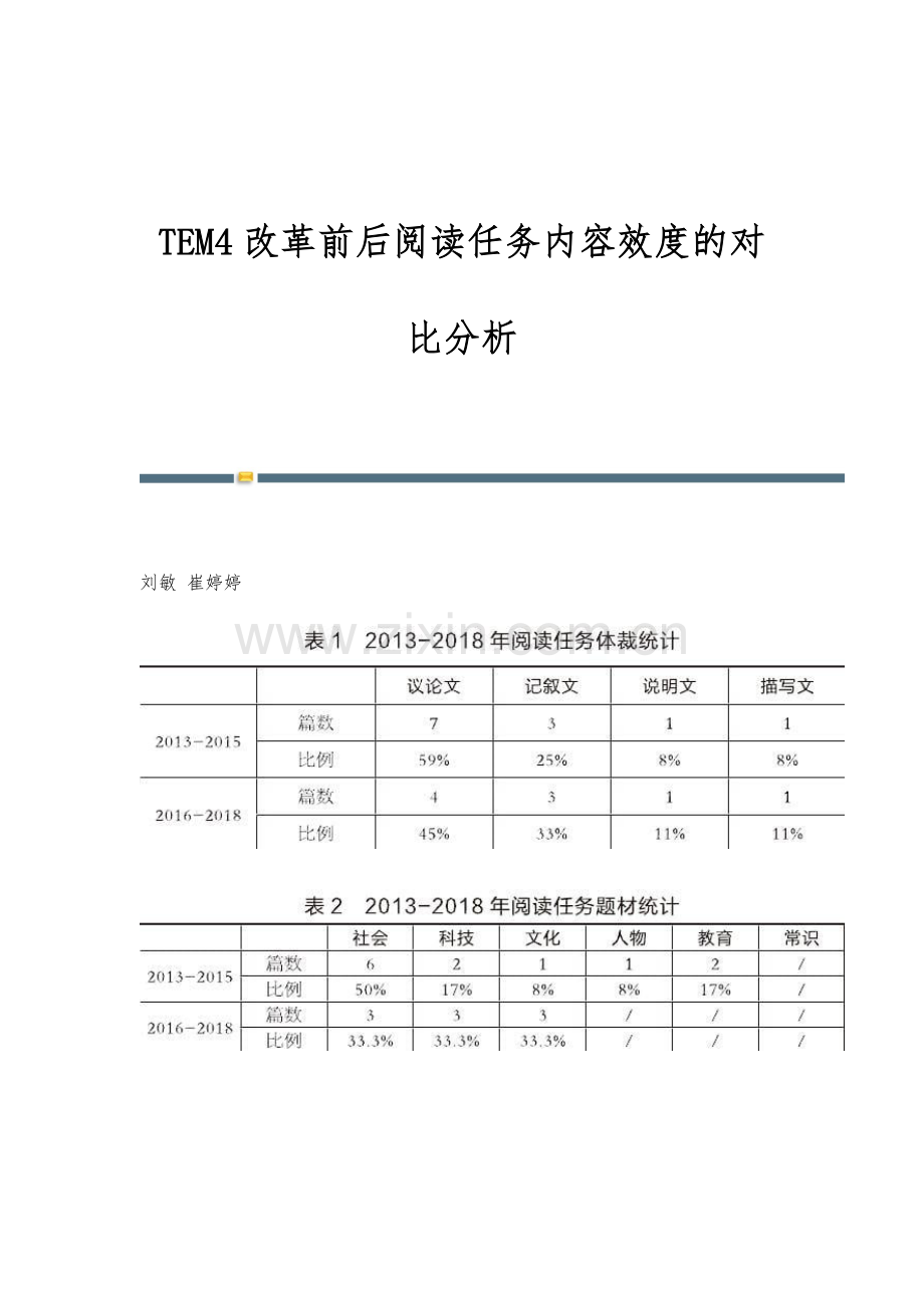 TEM4改革前后阅读任务内容效度的对比分析.docx_第1页