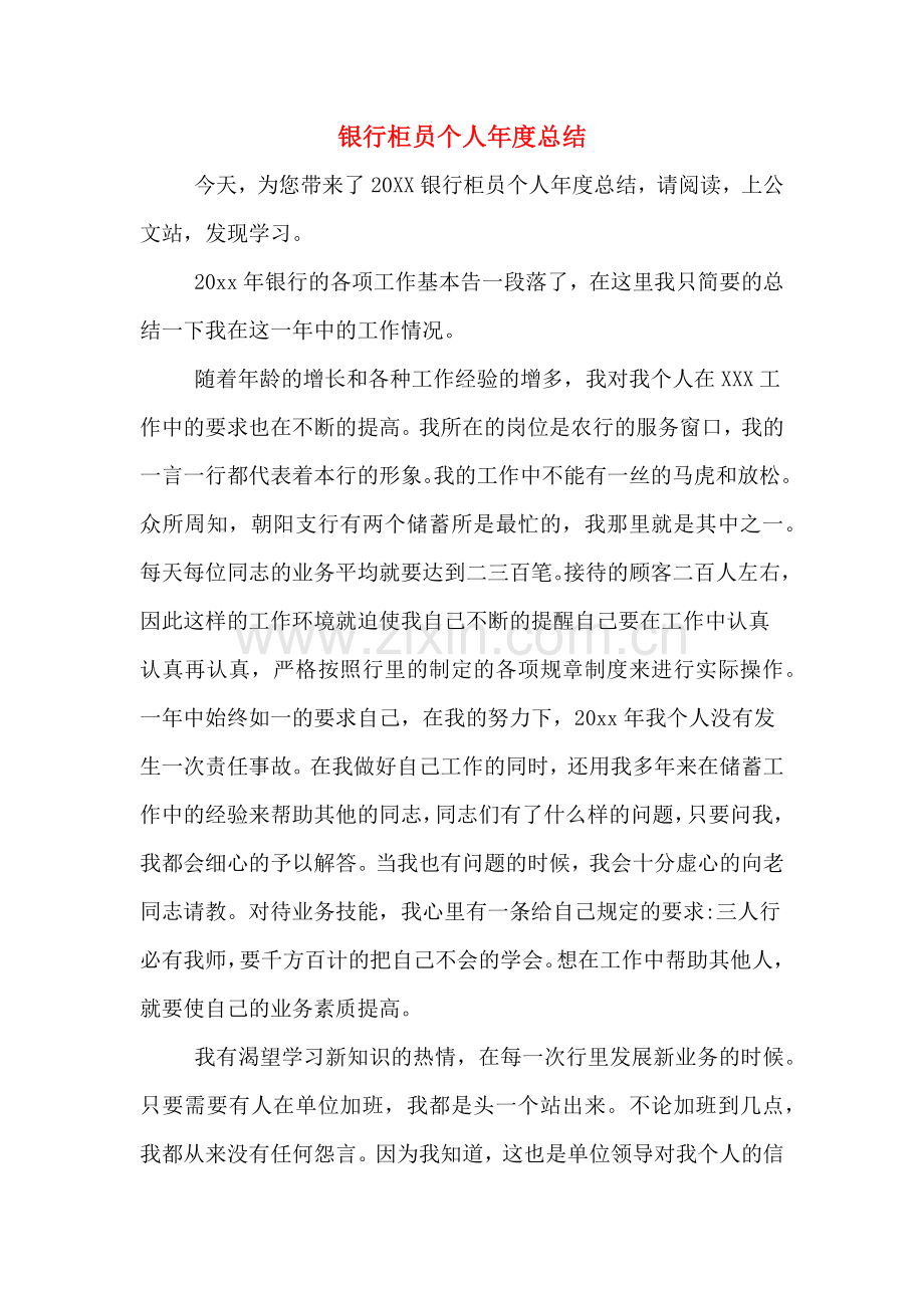 银行柜员个人年度总结.doc_第1页
