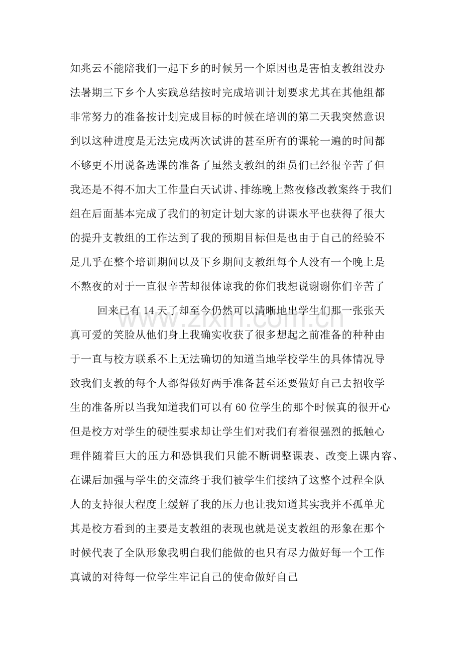 三下乡暑期实践活动个人总结范文.doc_第2页