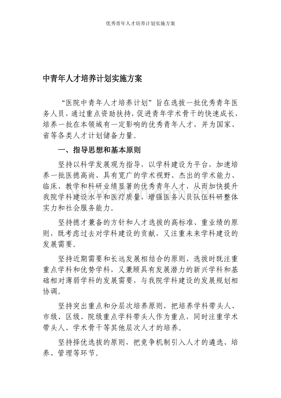 优秀青年人才培养计划实施方案.doc_第1页