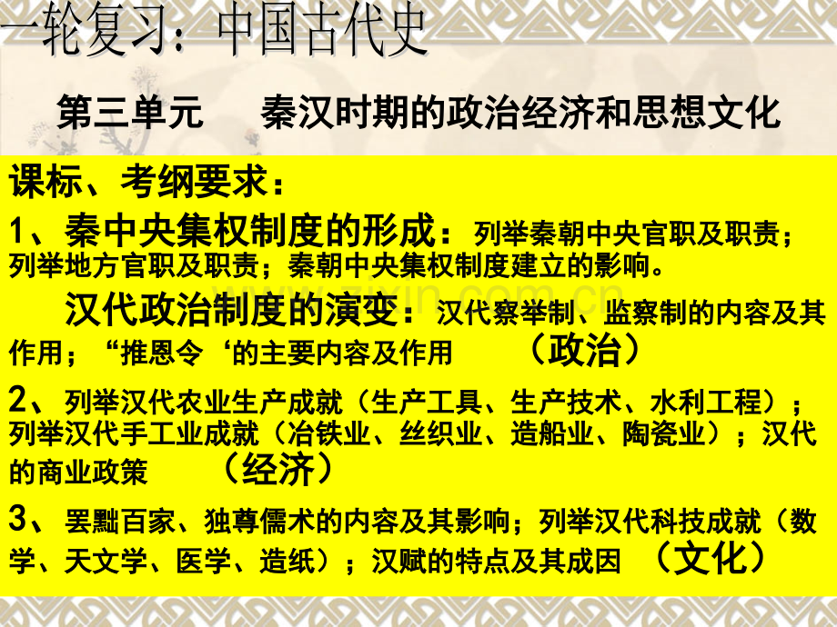 第三单元---秦汉时期的政治经济和思想文化.ppt_第1页