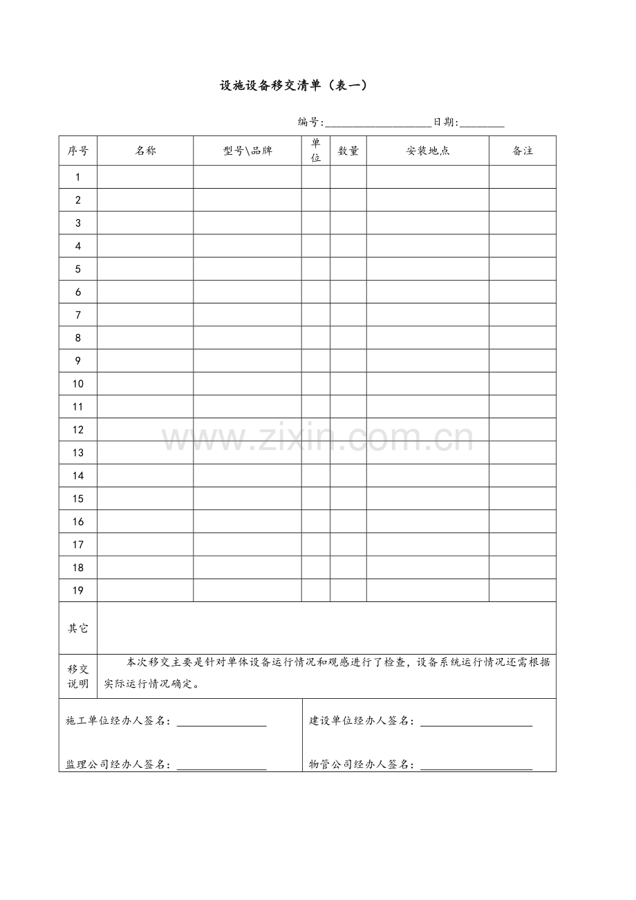 设施设备移交资料清单表.doc_第1页