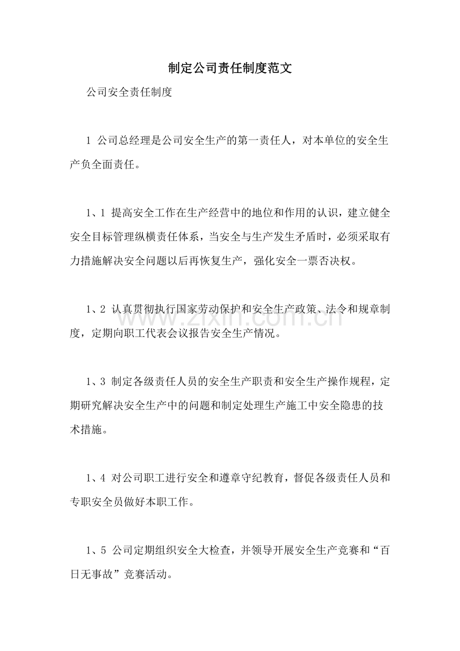 制定公司责任制度范文.doc_第1页