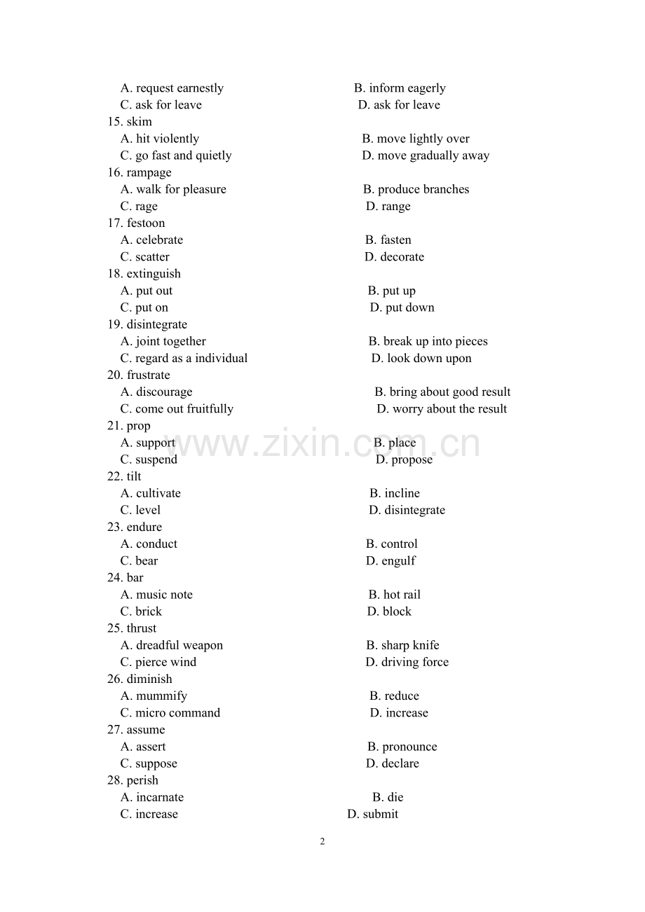 高级英语Lesson1(Book2)FacetoFacewithHurricaneCamille(补充练习).doc_第2页